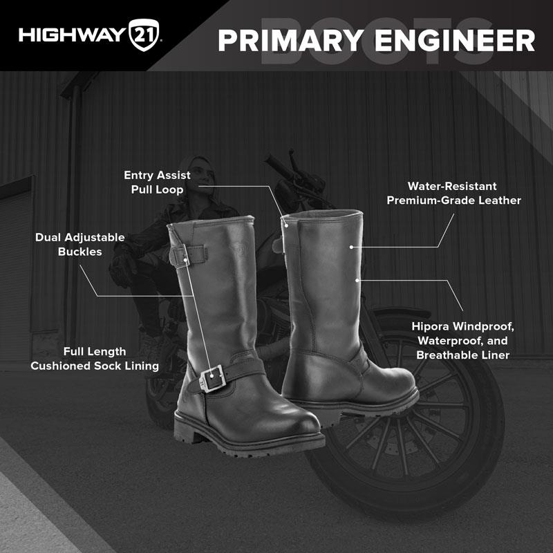Highway 21 Tall Primary Engineer Boots Leather Water Resistant Sizes 7-14 - Foto 6 di 9
