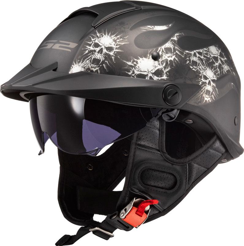 LS2 Rebellion Half Helmet Peak Visor Drop Down Shield Bluetooth Ready DOT XS-2XL - Picture 9 of 28