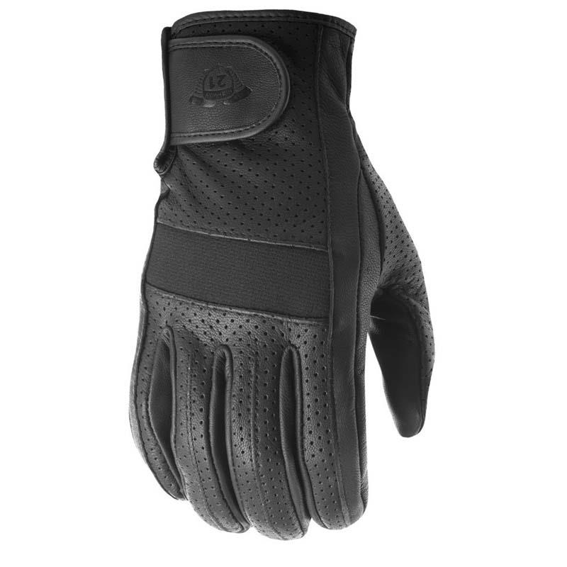 Highway 21 Jab Full Leather Gloves Motorcycle Perforated Black S-5XL - Picture 2 of 8