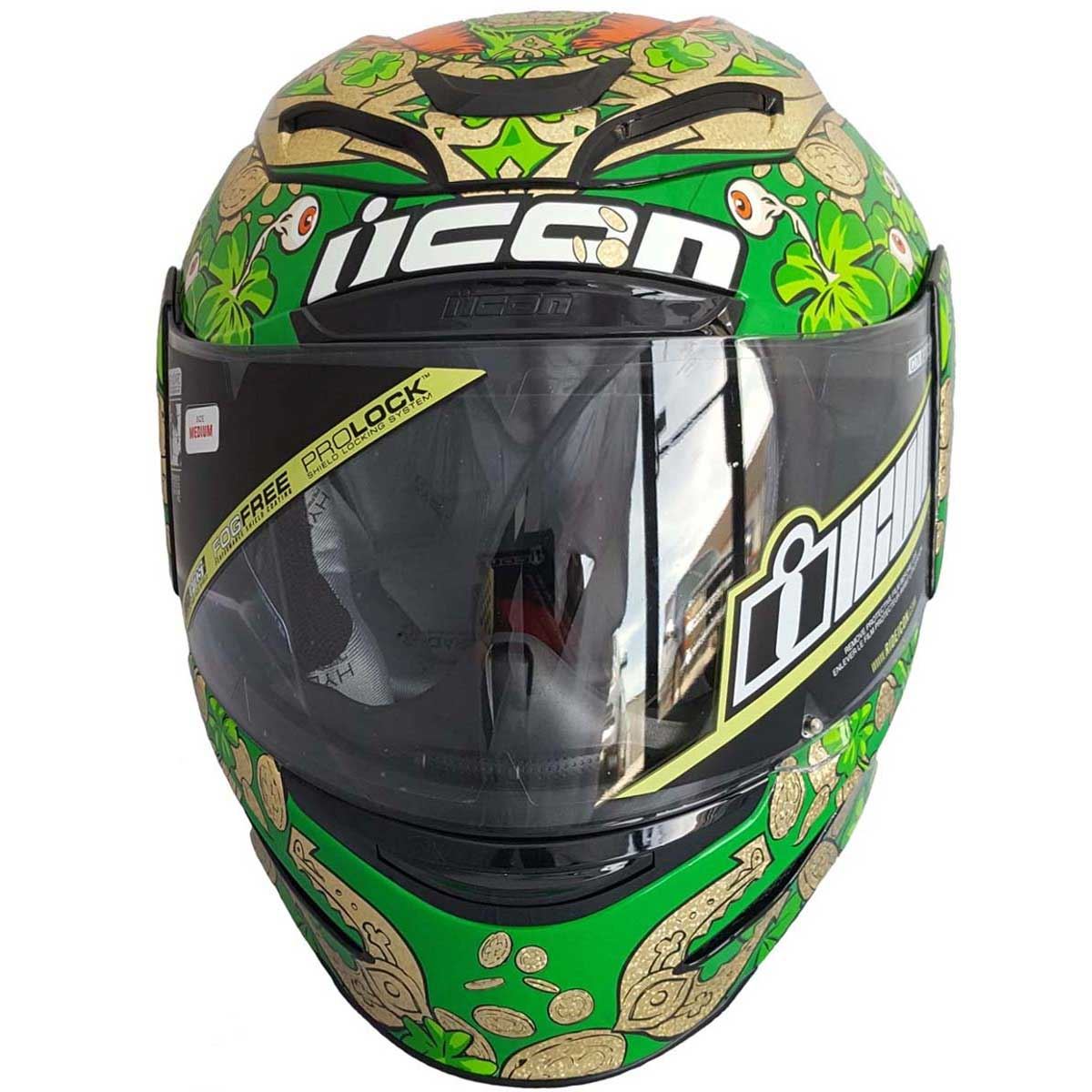 icon airmada lepricon helmet large Airflite GP23 Motorcycle - Injection Moulded Polycarbonate Shell style helmet Icon Airmada Lepricon Full Face
