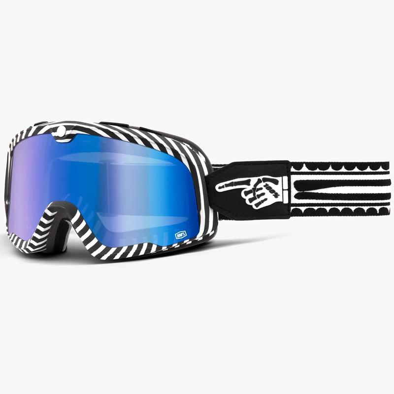 100% Barstow Goggles MX Moto Vintage Anti-Fog Clear Mirror Lens Storage Bag - Bild 8 von 15