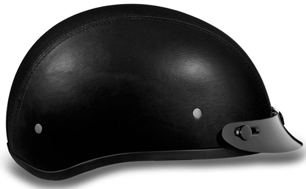 Daytona Skull Cap Helmet Leather Covered with Visor Quick Release DOT