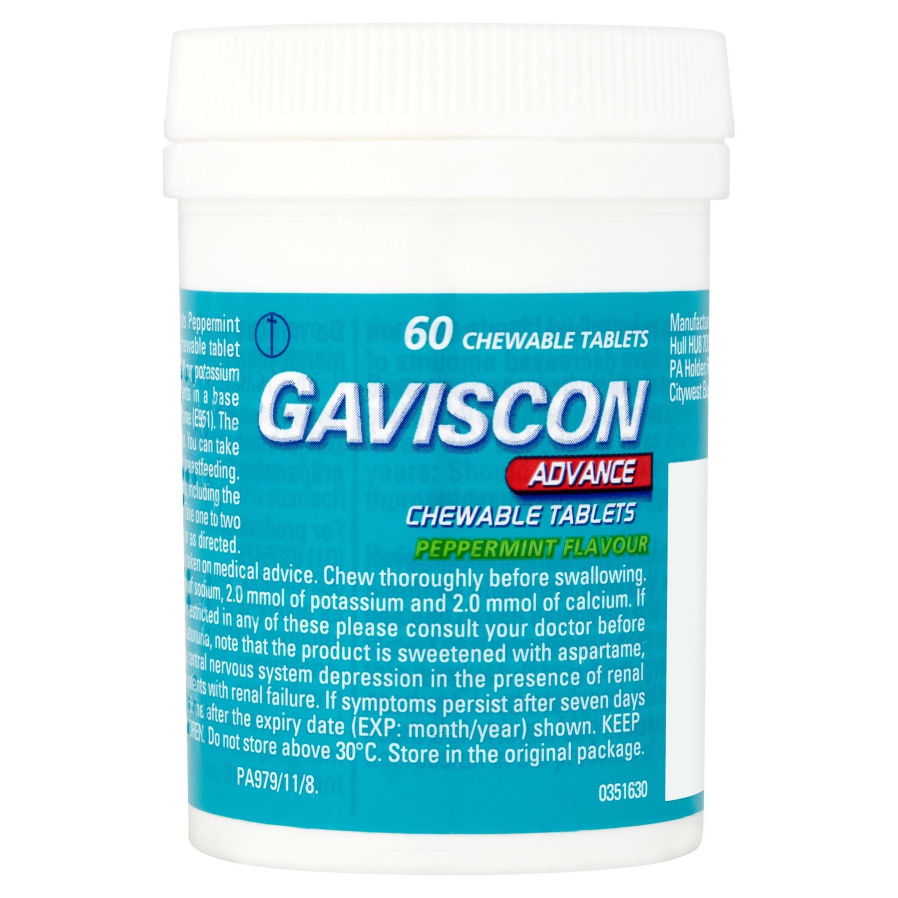 Gaviscon Advance Peppermint Flavour Chewable Tablets 60 Chewable