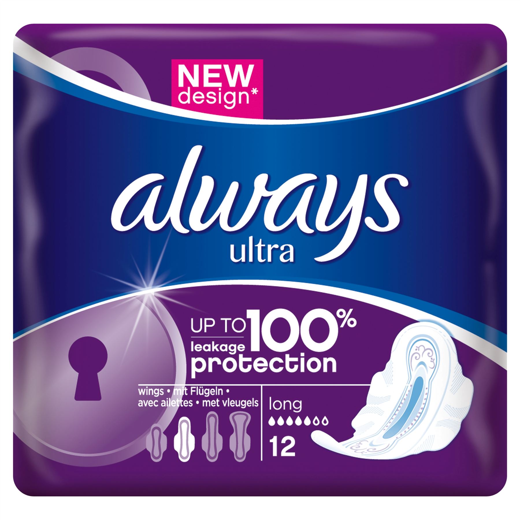Always Ultra Long Plus Sanitary Towels with wings Single Packs x 12