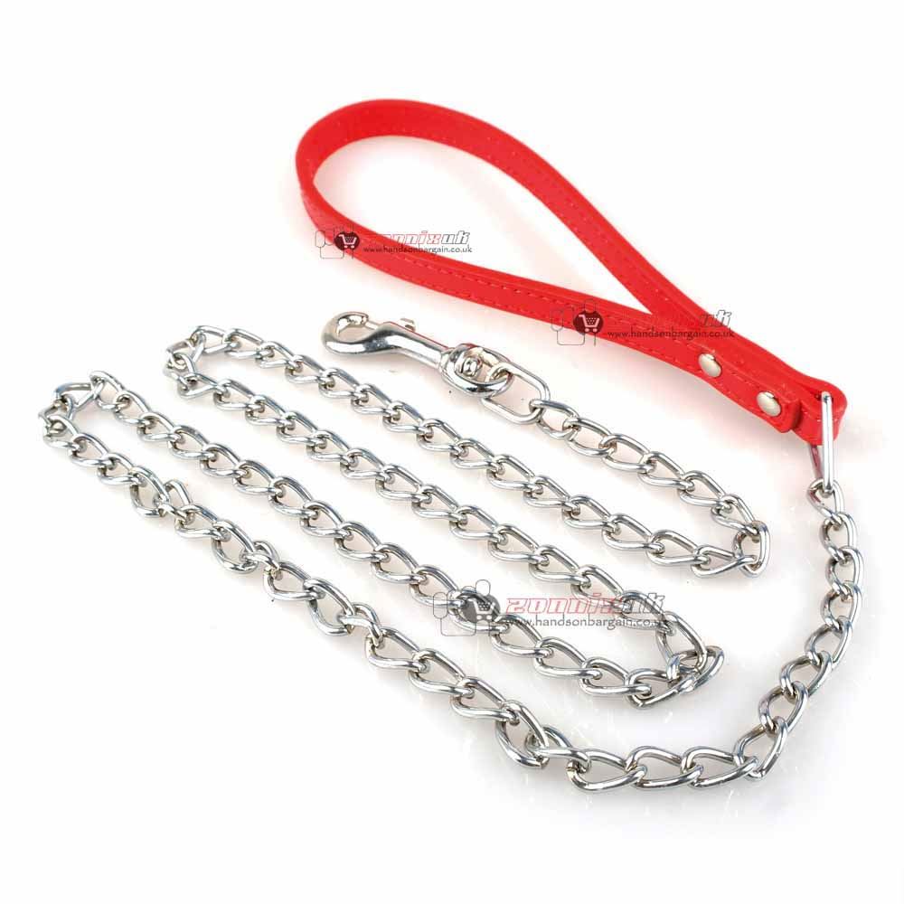 High Quality Heavy Duty Dog Chain Lead Pet Leather Strong Strap Handle