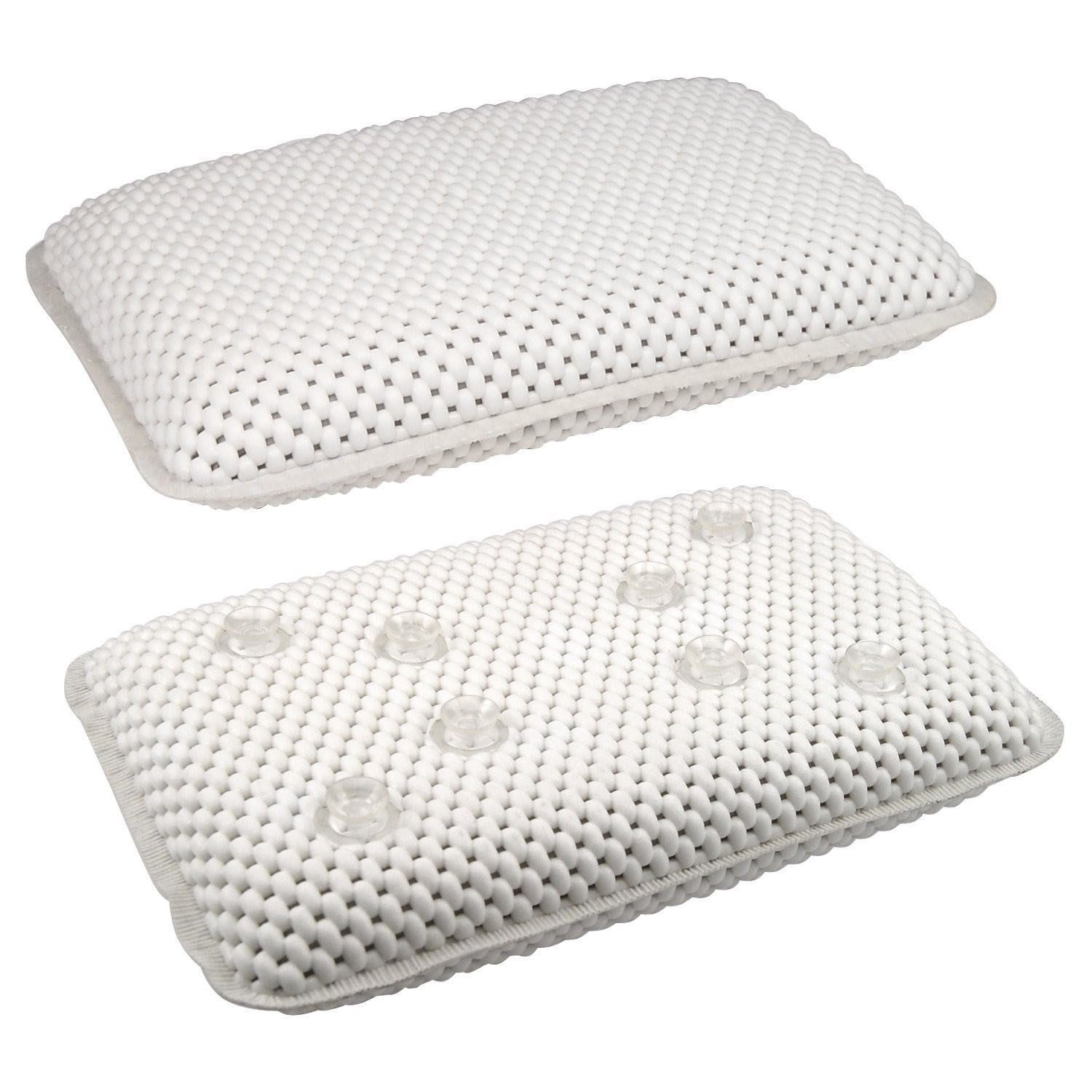 BATH PILLOW Luxury White Relaxing Spongy Cushioned Bath Spa Pillow Head Neck