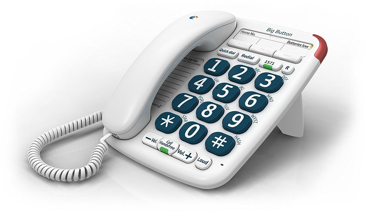 BT Big Button 200 Corded Phone with Phonebook and Speakerphone in White