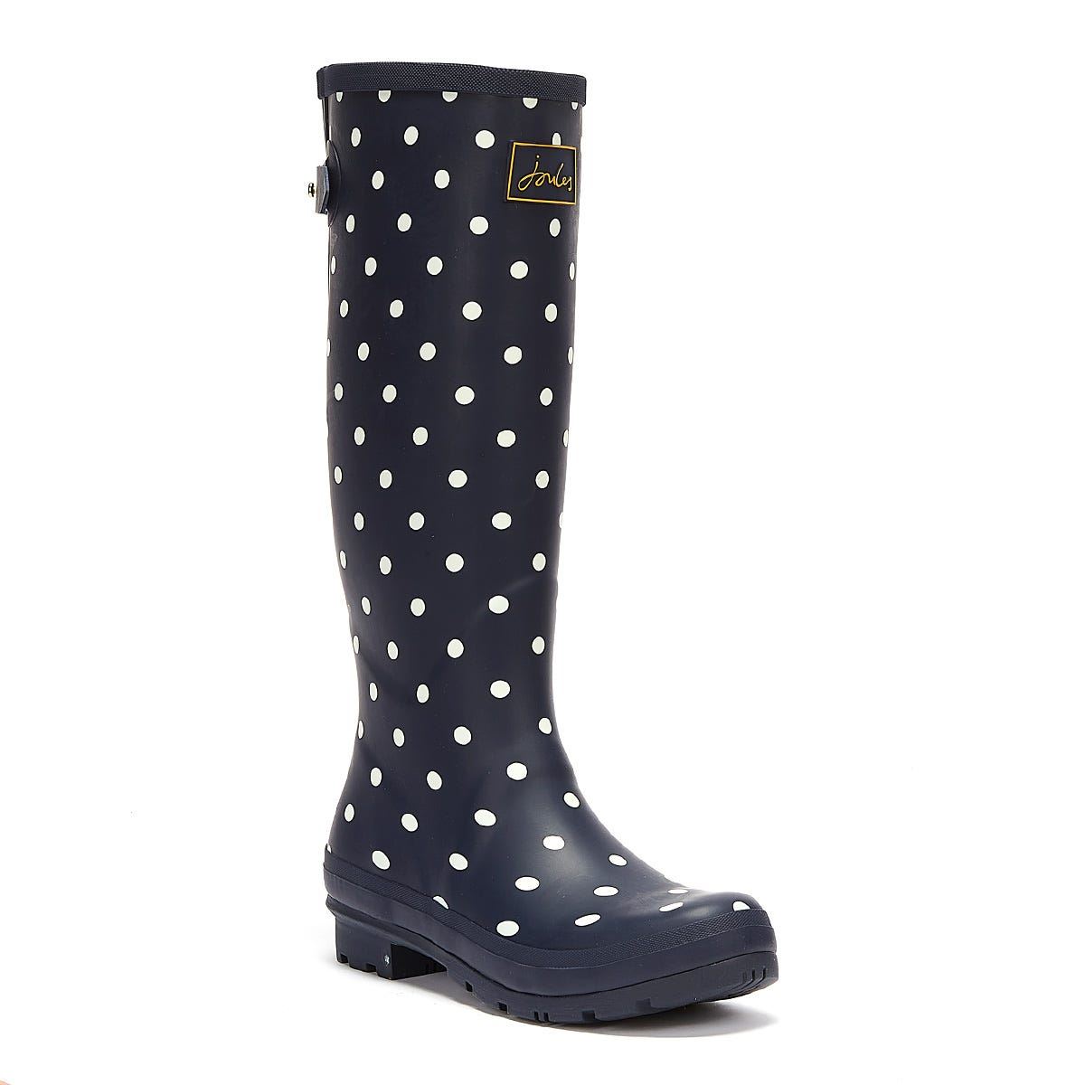 Tall French Spot Womens Navy Wellies | eBay