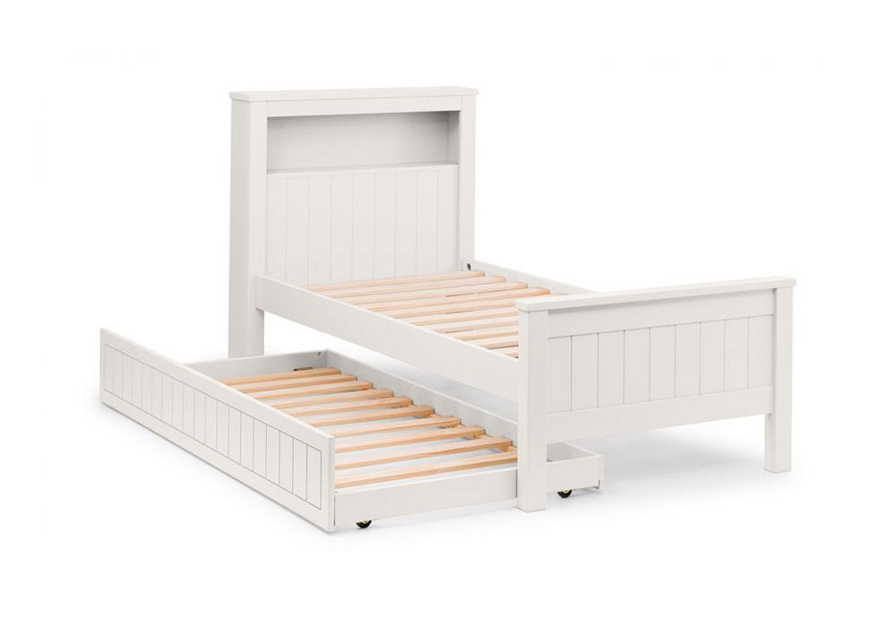 Julian Bowen Maine Surf White and Dove Grey Pine Bookcase Wooden Bed 3FT Single - Picture 14 of 14