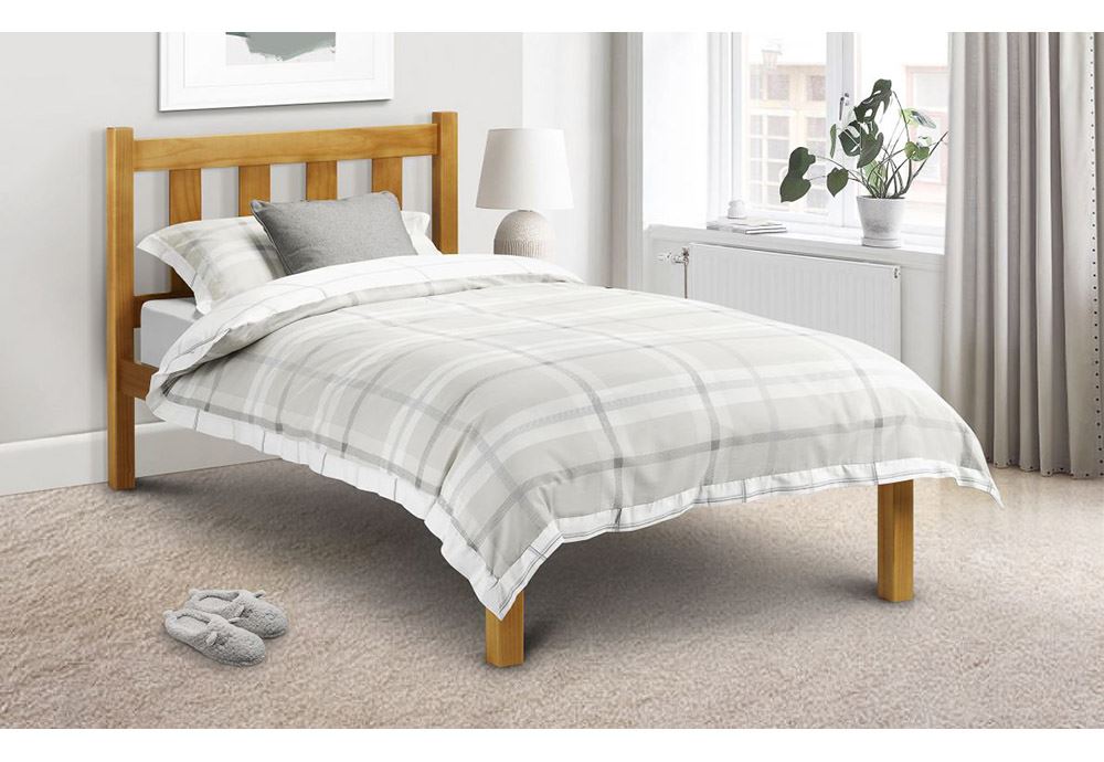 Julian Bowen Poppy Low Sheen Lacquer Pine Wooden Bed 3FT Single 4FT6 Double - Picture 7 of 12