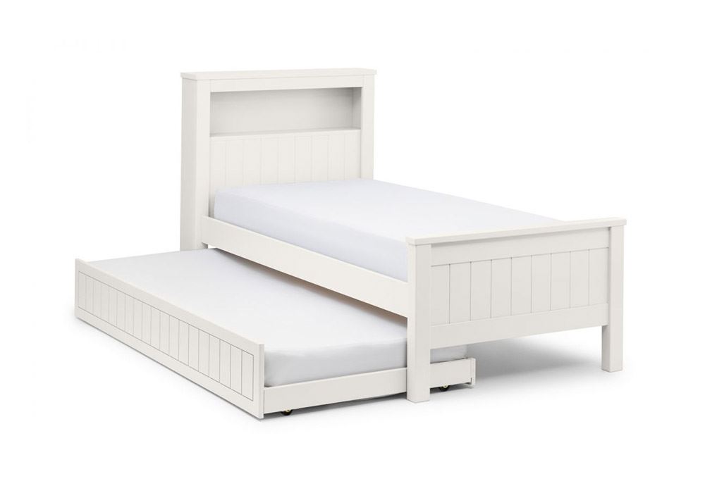 Julian Bowen Maine Surf White and Dove Grey Pine Bookcase Wooden Bed 3FT Single - Picture 13 of 14
