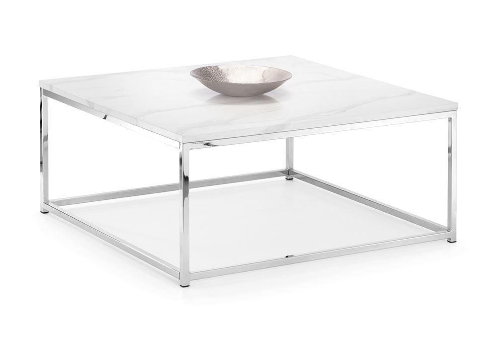 Julian Bowen Scala White, Black and Bronze Marble Top Metal Base Coffee Table