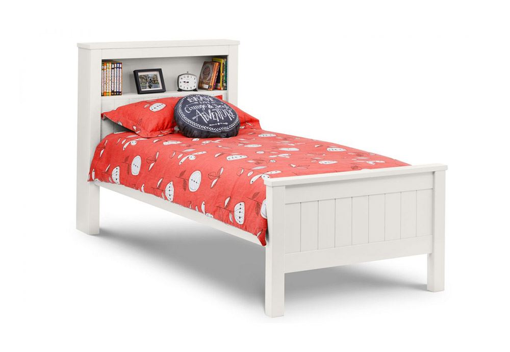 Julian Bowen Maine Surf White and Dove Grey Pine Bookcase Wooden Bed 3FT Single - Picture 9 of 14