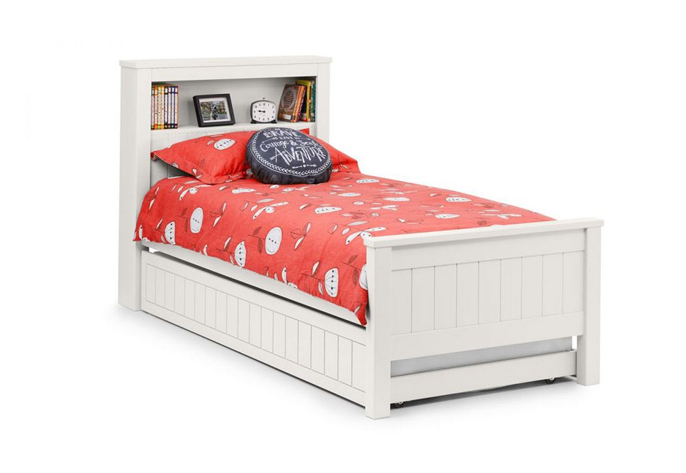 Julian Bowen Maine Surf White and Dove Grey Pine Bookcase Wooden Bed 3FT Single - Picture 8 of 14