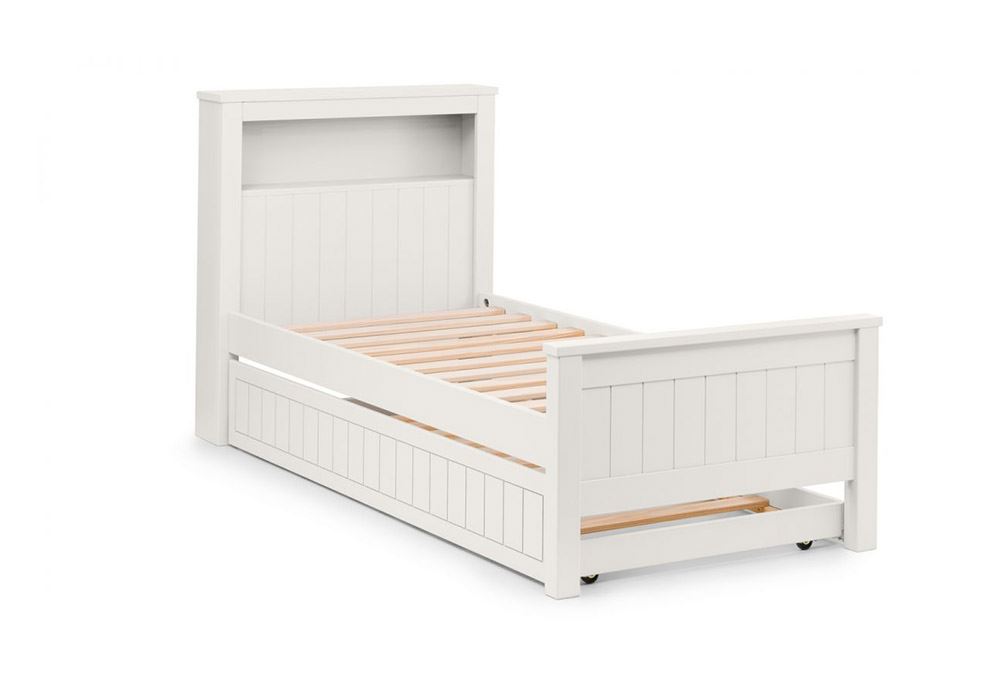 Julian Bowen Maine Surf White and Dove Grey Pine Bookcase Wooden Bed 3FT Single - Picture 12 of 14