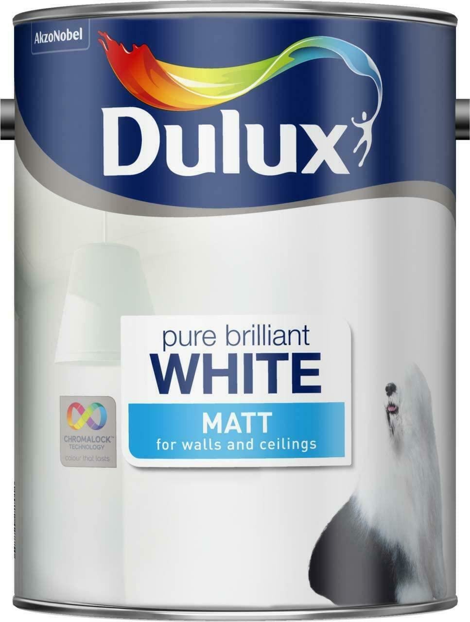 Dulux Matt Emulsion Paint For Walls&Ceilings Interior Use 5LPure