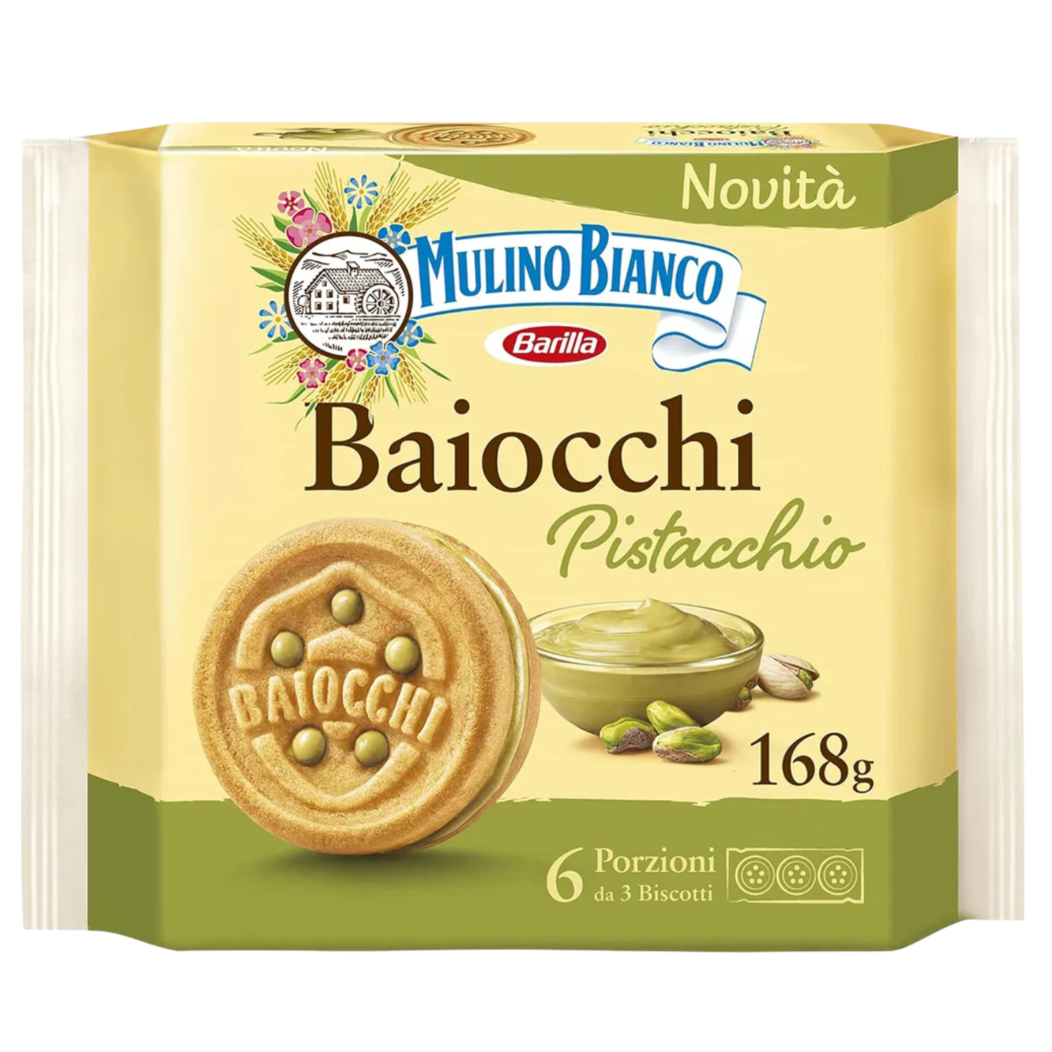 Mulino Bianco Baiocchi Kekse, Pistaziencreme gefüllte Kekse Multipack 168g - Bild 4 von 6