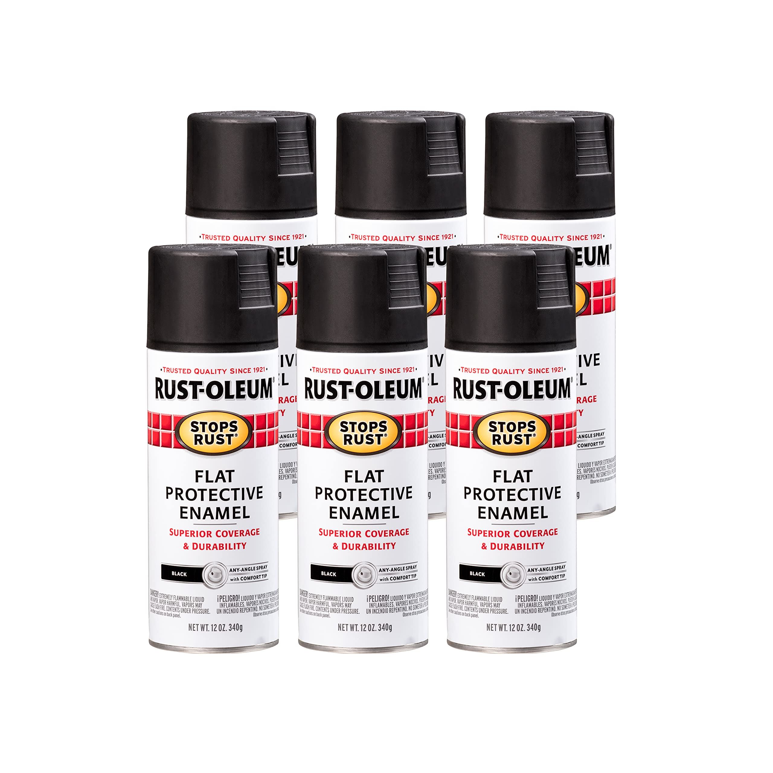 Rust-Oleum Stops Rust Black Spray Paint, Aerosol 12 oz [Set of 6]