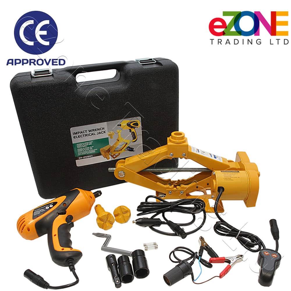 Electric Car Jack with Impact Wrench 2.5 Tonne Vehicle Van SUV 12VDC CE