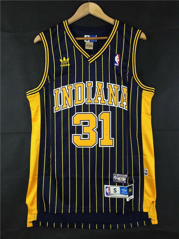 Indiana Pacers Legendary Superstar # 31 Reggie Miller Maglie Senza Maniche Classiche retr/ò T-Shirt Competizione Uniforme GSPURS Maglia da Basket da Uomo