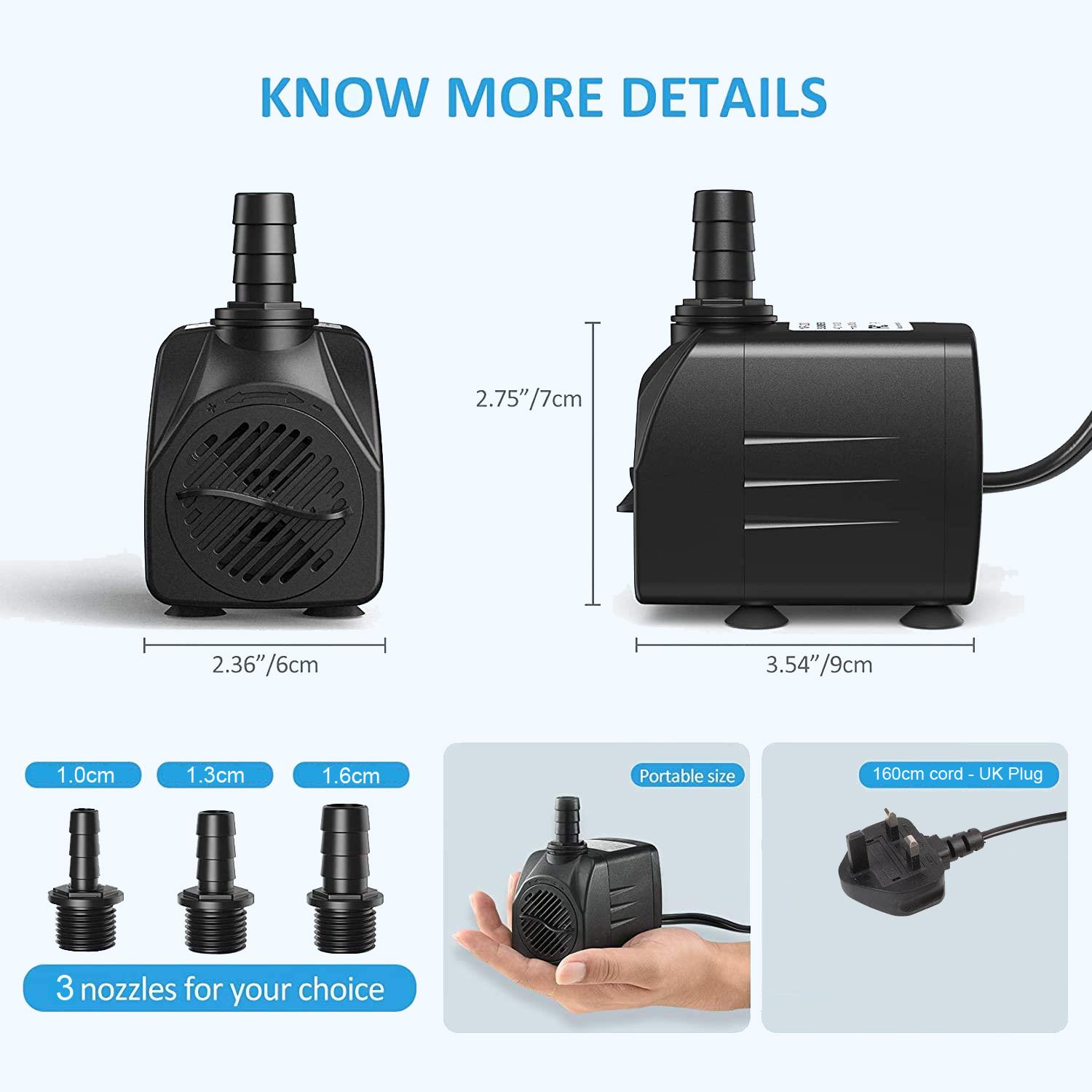 Submersible Water Pump Fish Tank Aquarium Feature Pond Fountain 4000 Litres/hr - Picture 20 of 41