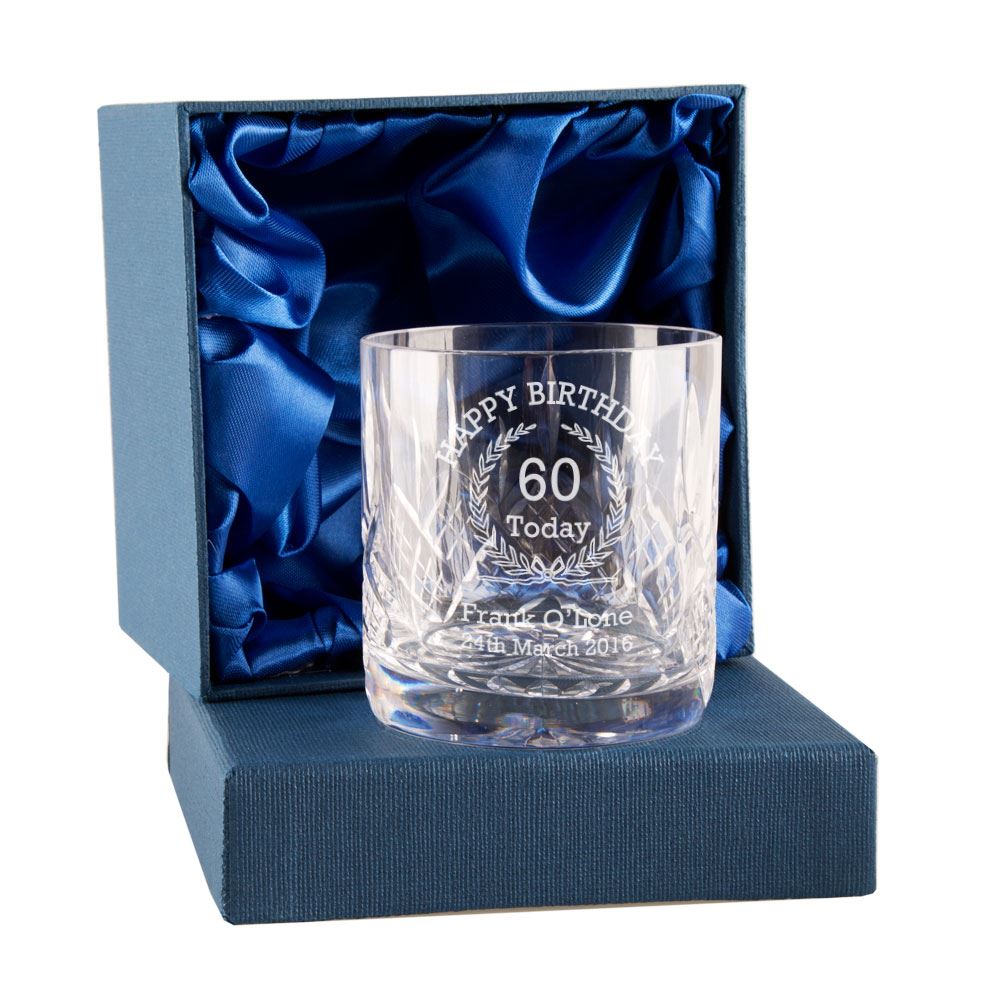 Engraved 60th Birthday Crystal Whisky Glass Personalised presentation