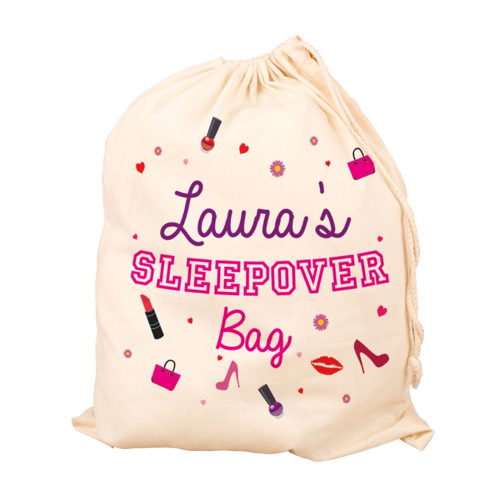 Personalised Girls sleepover bag overnight drawstring cotton bag eBay