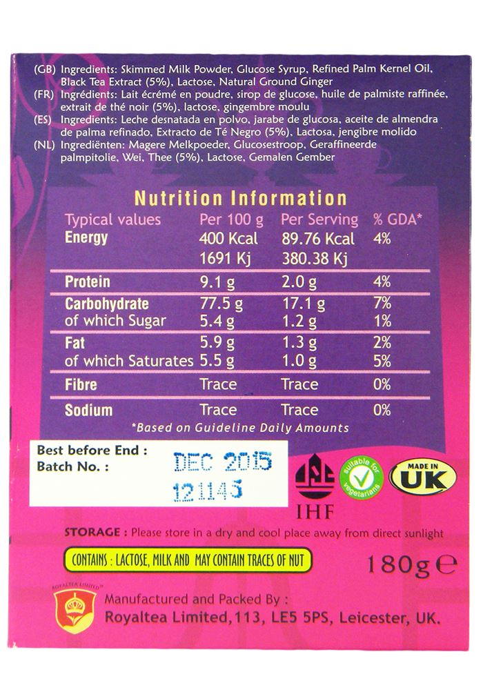Royal Premium Ginger UnSweetened Chai Pack Of 8x140g - View #13