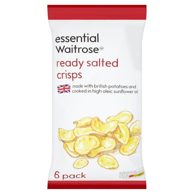 Essential Waitrose Ready Salted Crisps 25g x 6 per pack 5028881332220