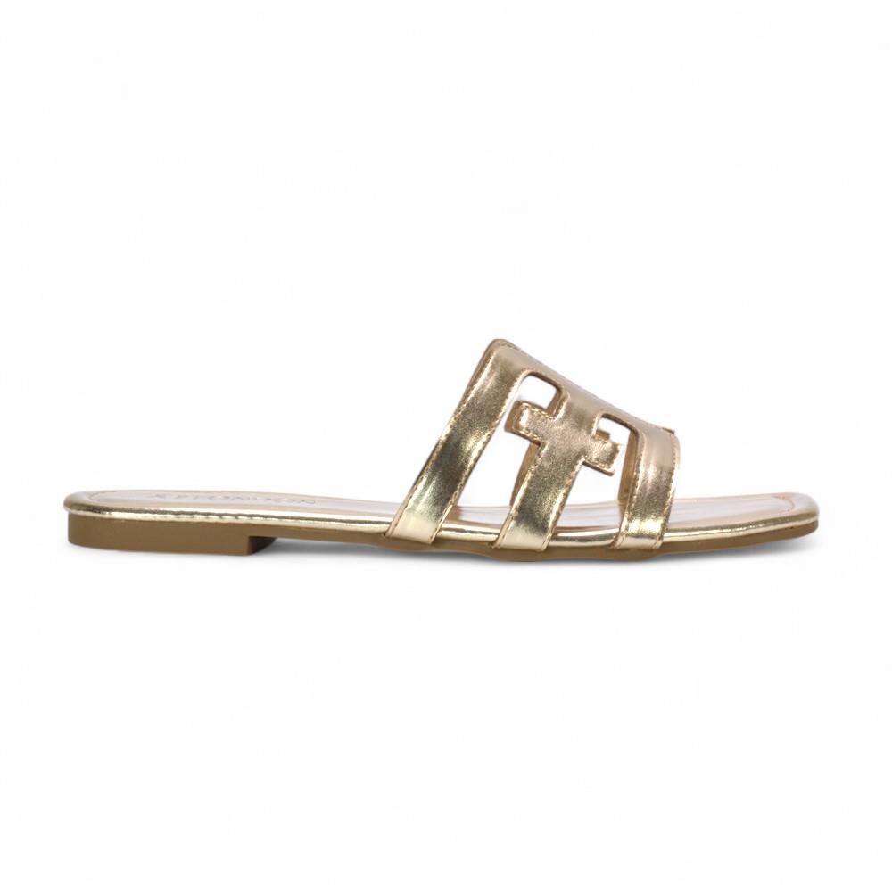 Women's Cut Out Slider Ladies Flat Slip On Holiday Casual Strappy Mule Sandals - Picture 19 of 35