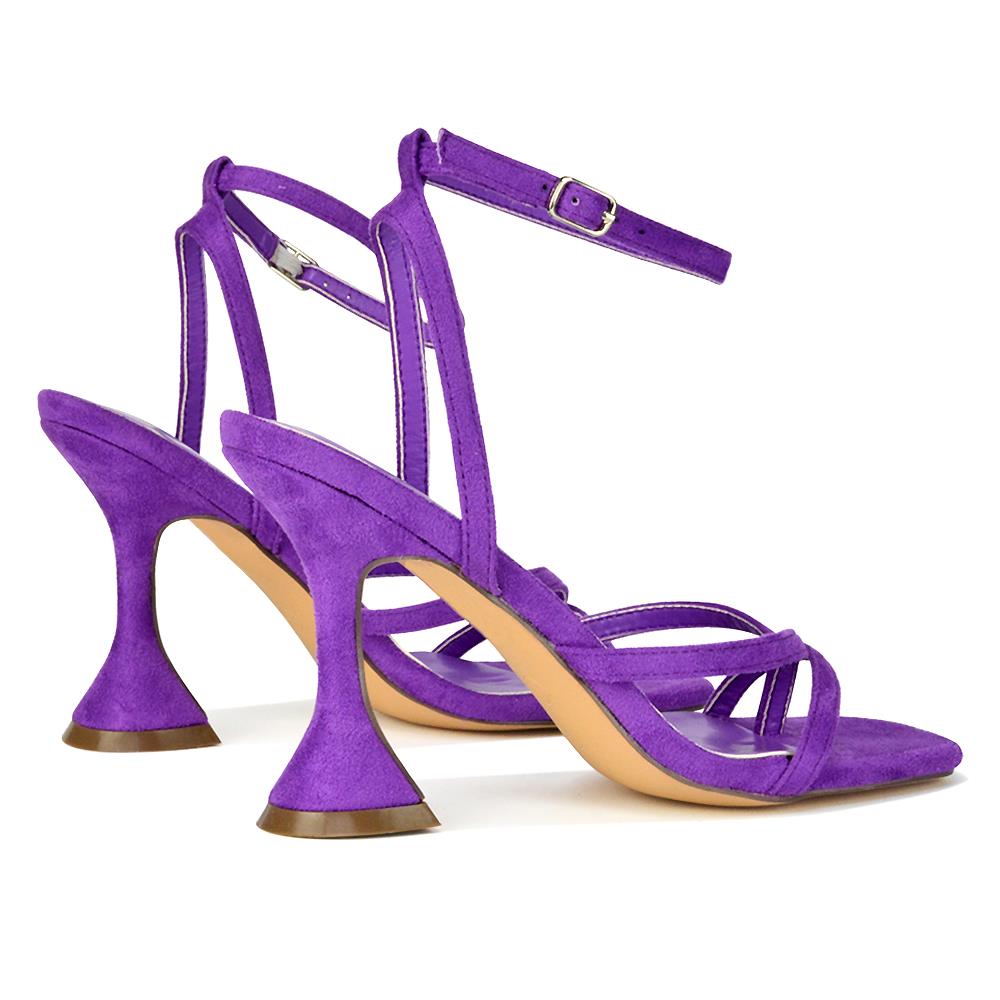 Sandalias para mujer con tiras al tobillo señora punta cuadrada correa tacón acampanado talla 3-8 - Imagen 15 de 31