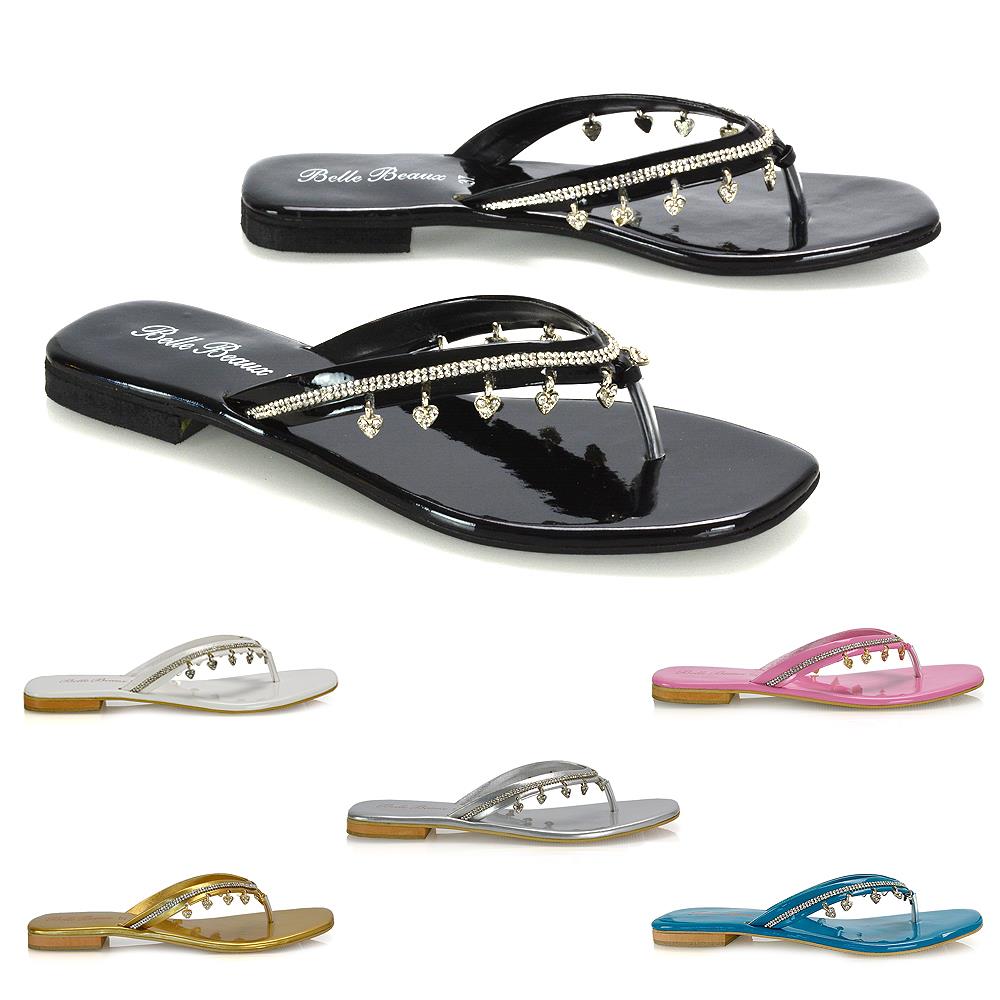 diamante flip flop sandals