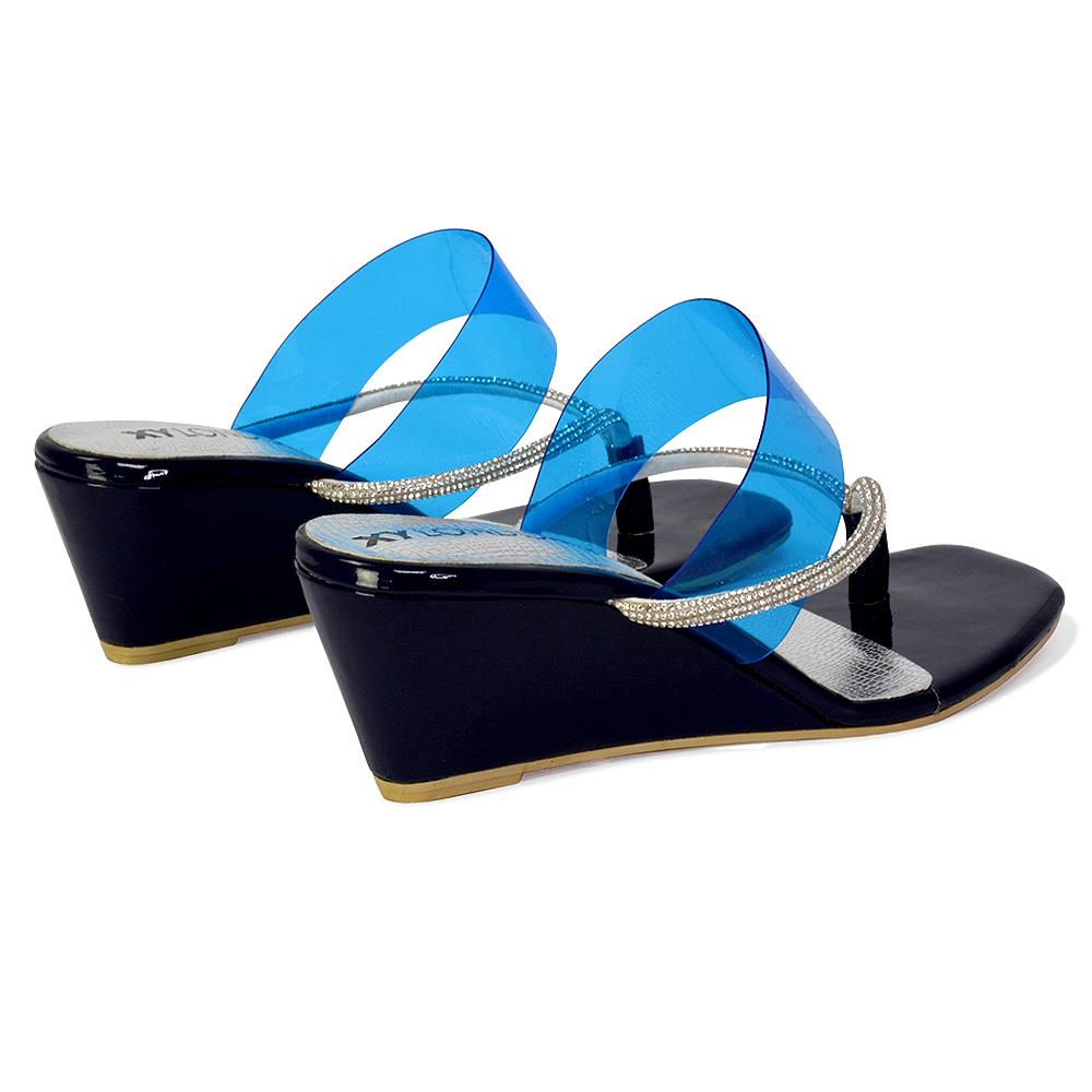 Womens Low Wedge Heel Sandals Ladies Summer Holidays Diamante Shoes Size - Picture 10 of 31
