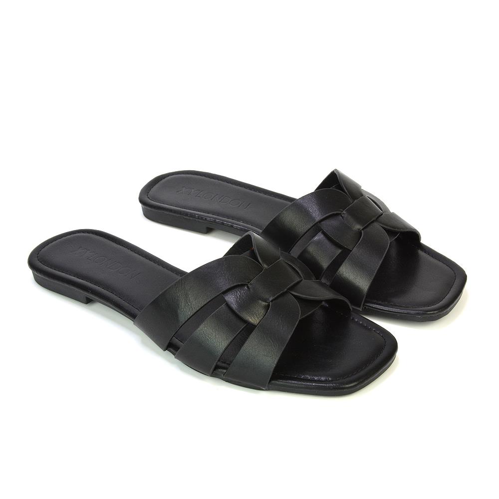 Women's Flat Slide Sandals Casual Slip On Summer Holiday Slider Size 3-8 - Picture 8 of 45