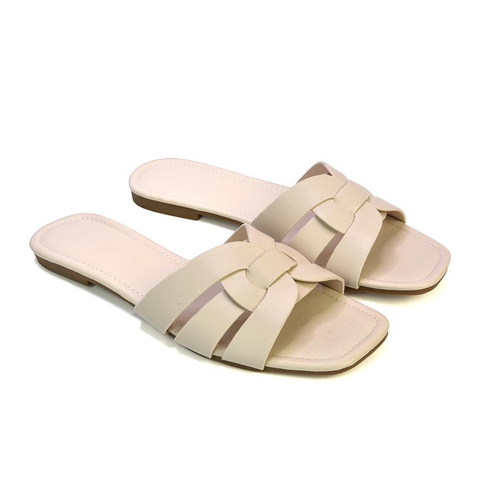 Women's Flat Slide Sandals Casual Slip On Summer Holiday Slider Size 3-8 - Picture 17 of 45