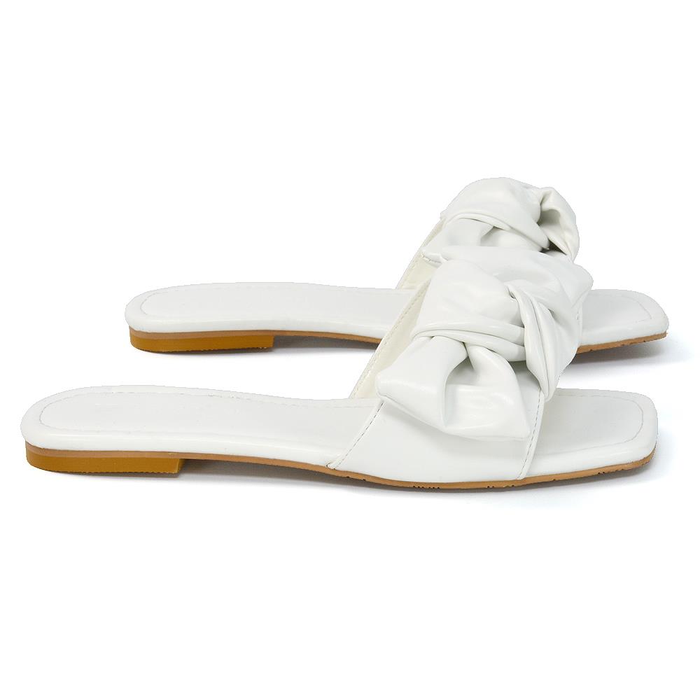 Womens Slip On Sliders Ladies Flat Casual Bow Flip Flops Mule Sandals Size Size - Picture 27 of 31