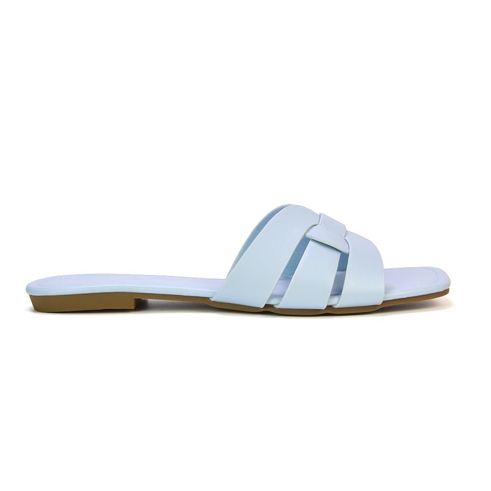 Women's Flat Slide Sandals Casual Slip On Summer Holiday Slider Size 3-8 - Picture 23 of 45