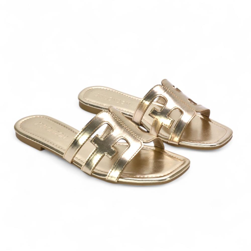 Women's Cut Out Slider Ladies Flat Slip On Holiday Casual Strappy Mule Sandals - Picture 21 of 35