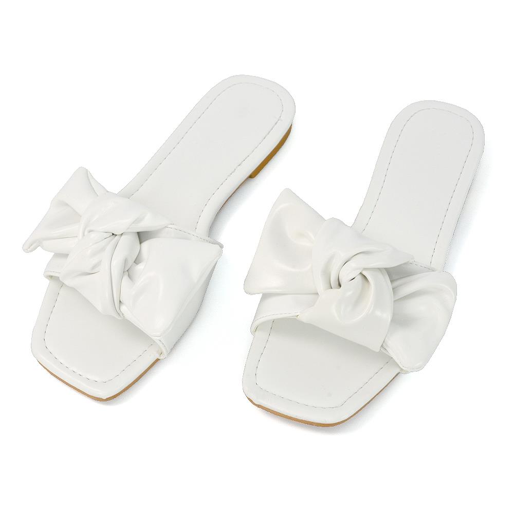 Womens Slip On Sliders Ladies Flat Casual Bow Flip Flops Mule Sandals Size Size - Picture 30 of 31