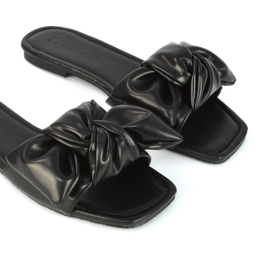Womens Slip On Sliders Ladies Flat Casual Bow Flip Flops Mule Sandals Size Size - Picture 6 of 31