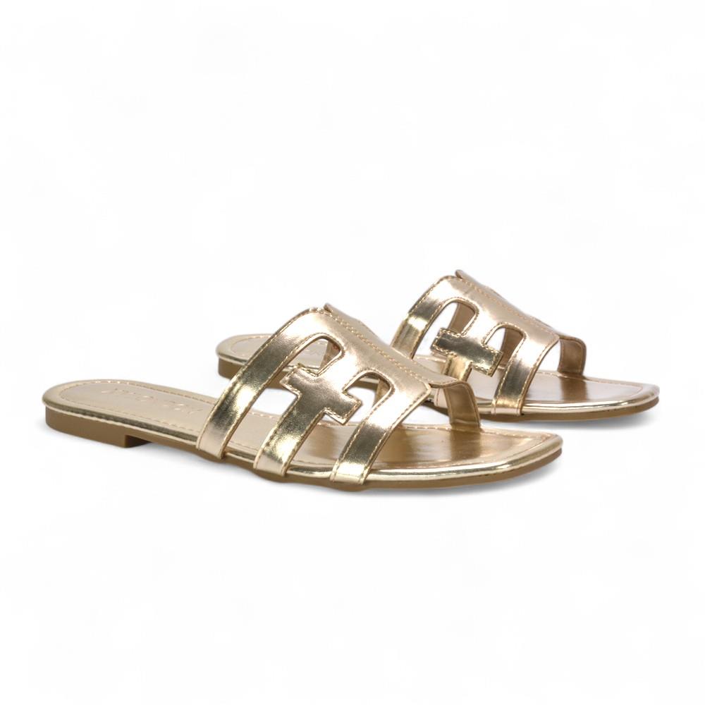 Women's Cut Out Slider Ladies Flat Slip On Holiday Casual Strappy Mule Sandals - Picture 20 of 35