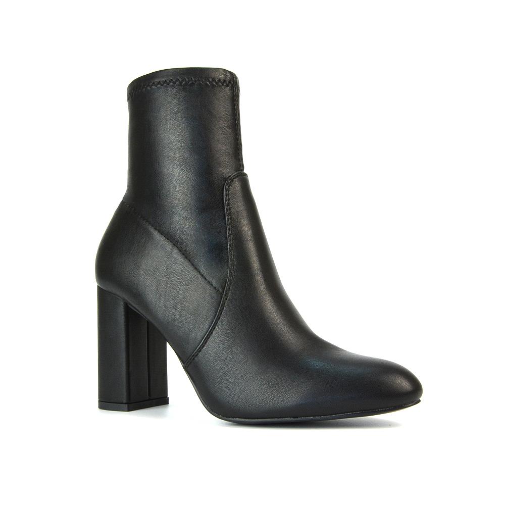 Women's Ankle Boots Ladies High Rise Stretch Sock Shoes Black Booties Size 3-8 - Picture 8 of 9