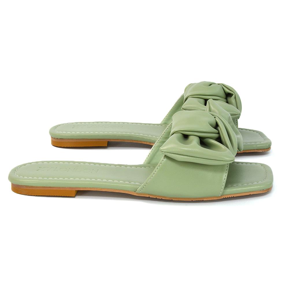 Womens Slip On Sliders Ladies Flat Casual Bow Flip Flops Mule Sandals Size Size - Picture 9 of 31