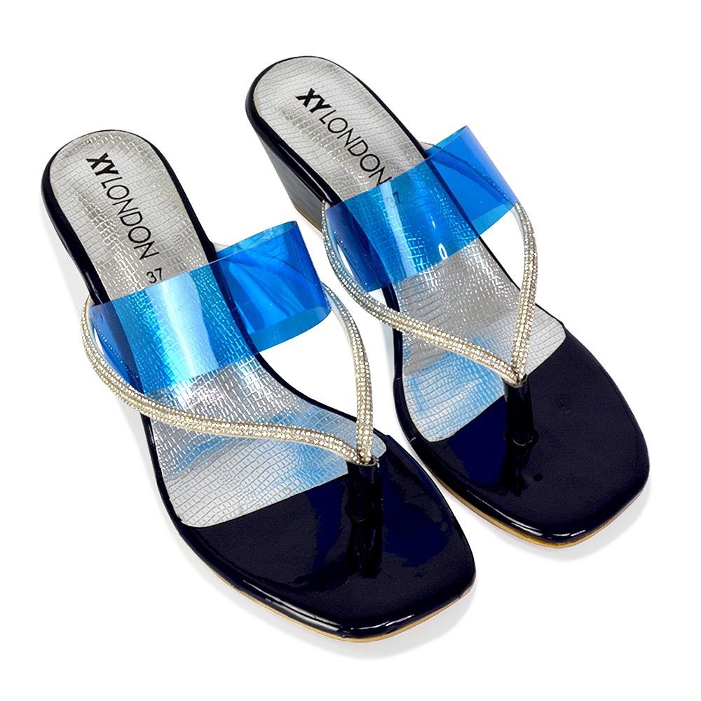Womens Low Wedge Heel Sandals Ladies Summer Holidays Diamante Shoes Size - Picture 12 of 31