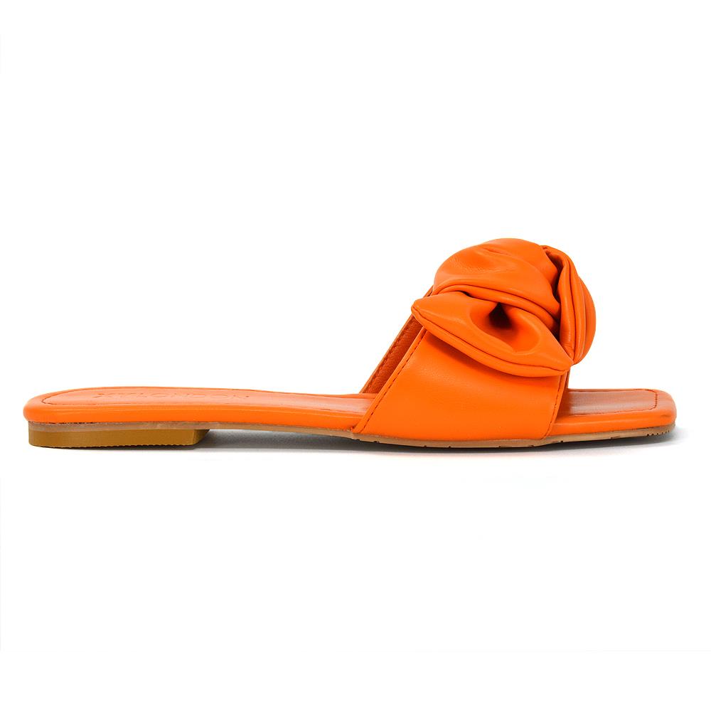 Womens Slip On Sliders Ladies Flat Casual Bow Flip Flops Mule Sandals Size Size - Picture 19 of 31