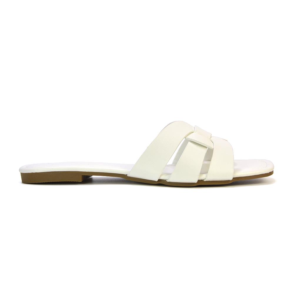 Women's Flat Slide Sandals Casual Slip On Summer Holiday Slider Size 3-8 - Picture 41 of 45