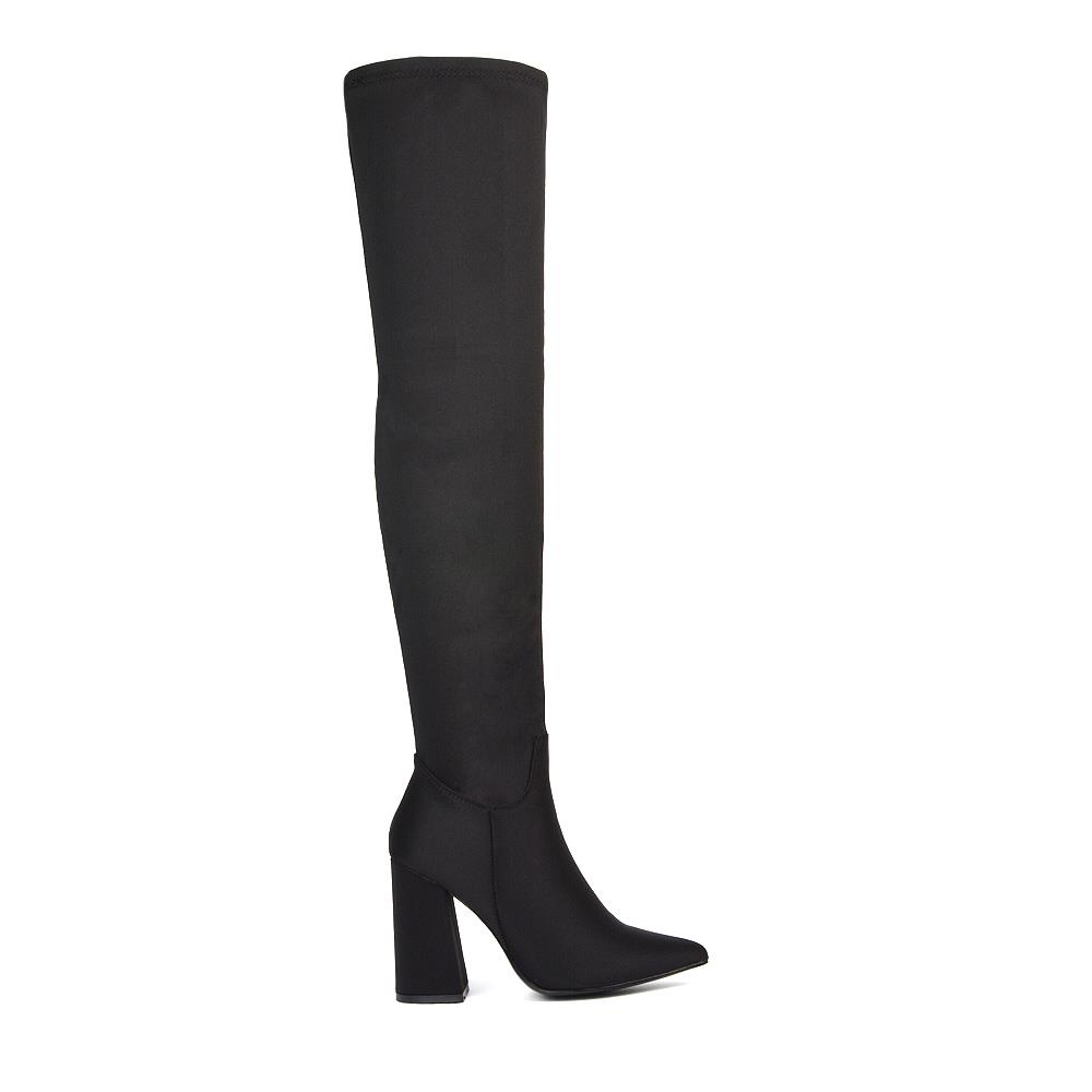 Women's Over The Knee High Boots Ladies Block Heel Stretch Calf Thigh High - Picture 3 of 10