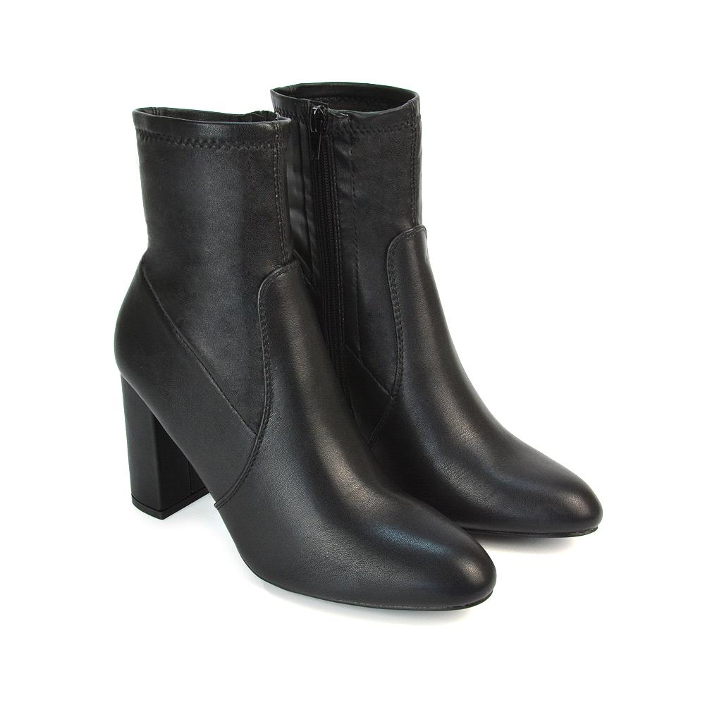 Women's Ankle Boots Ladies High Rise Stretch Sock Shoes Black Booties Size 3-8 - Picture 6 of 9