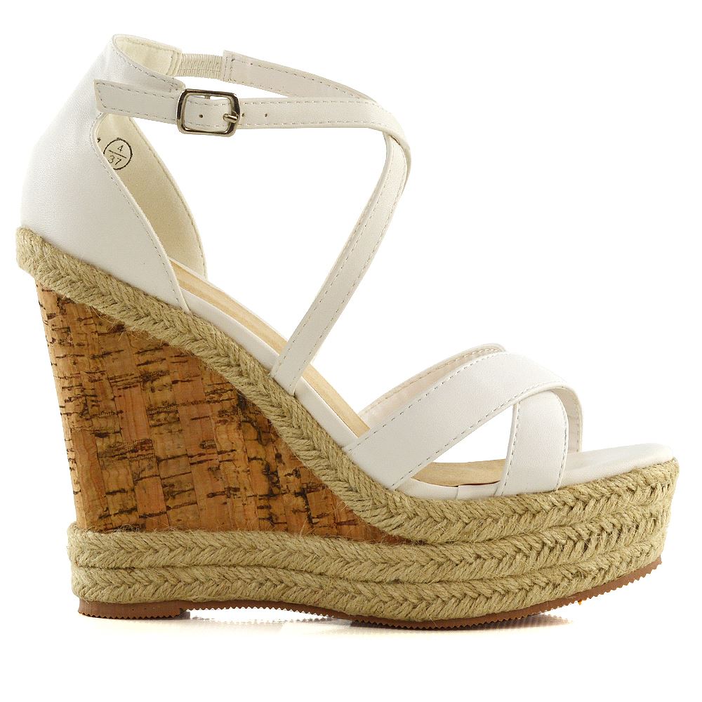 Womens Ladies Ankle Strap Espadrilles Platform Wedge Heel Open Toe Sandals Shoes | eBay