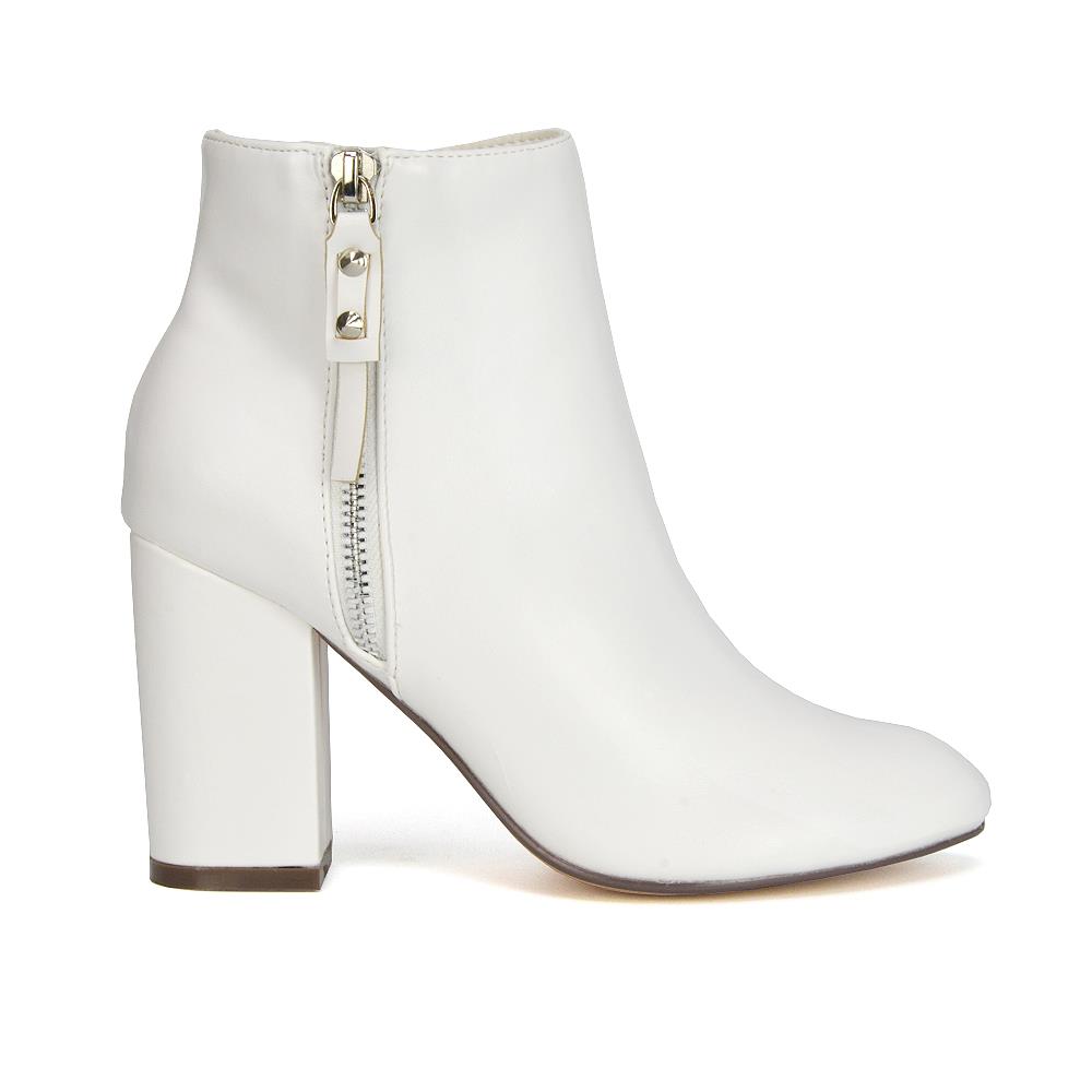Women's Block Heel Ankle Boots - Fashion Round Toe Zip Booties, High Heel Party Boots, Sizes 1-15.5